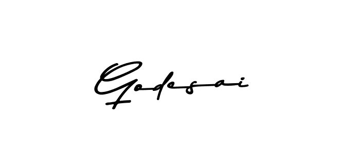 Design your own signature with our free online signature maker. With this signature software, you can create a handwritten (Asem Kandis PERSONAL USE) signature for name Godesai. Godesai signature style 9 images and pictures png