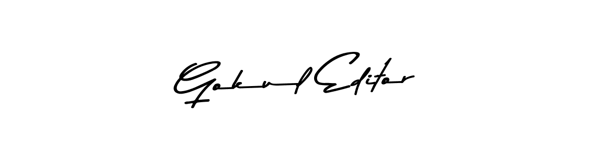 Create a beautiful signature design for name Gokul Editor. With this signature (Asem Kandis PERSONAL USE) fonts, you can make a handwritten signature for free. Gokul Editor signature style 9 images and pictures png