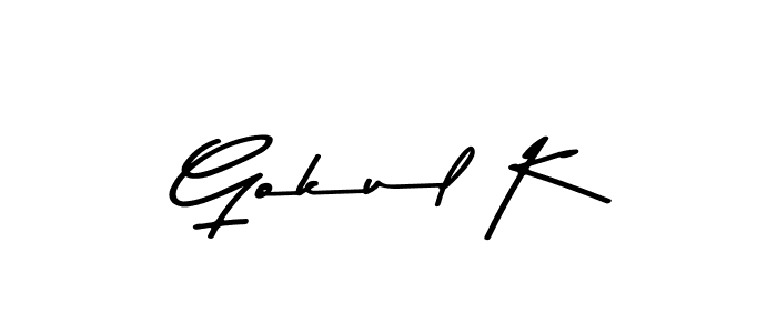 Gokul K stylish signature style. Best Handwritten Sign (Asem Kandis PERSONAL USE) for my name. Handwritten Signature Collection Ideas for my name Gokul K. Gokul K signature style 9 images and pictures png