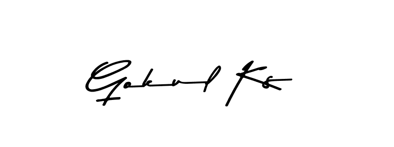Make a beautiful signature design for name Gokul Ks. With this signature (Asem Kandis PERSONAL USE) style, you can create a handwritten signature for free. Gokul Ks signature style 9 images and pictures png