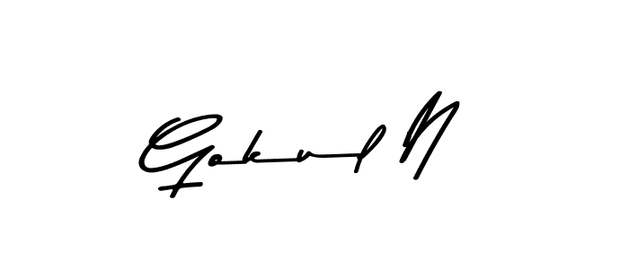 Make a beautiful signature design for name Gokul N. With this signature (Asem Kandis PERSONAL USE) style, you can create a handwritten signature for free. Gokul N signature style 9 images and pictures png