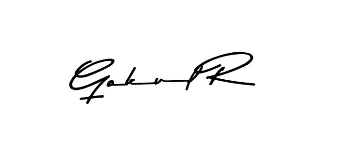 How to make Gokul R name signature. Use Asem Kandis PERSONAL USE style for creating short signs online. This is the latest handwritten sign. Gokul R signature style 9 images and pictures png