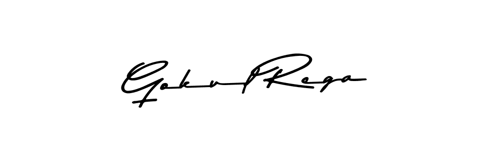 How to make Gokul Rega name signature. Use Asem Kandis PERSONAL USE style for creating short signs online. This is the latest handwritten sign. Gokul Rega signature style 9 images and pictures png