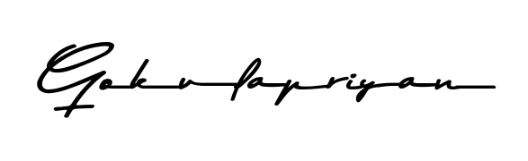 Create your official email sign-off with Gokulapriyan name in Asem Kandis PERSONAL USE style. Crisp, clean, and perfectly legible across all screens. Gokulapriyan signature style 9 images and pictures png