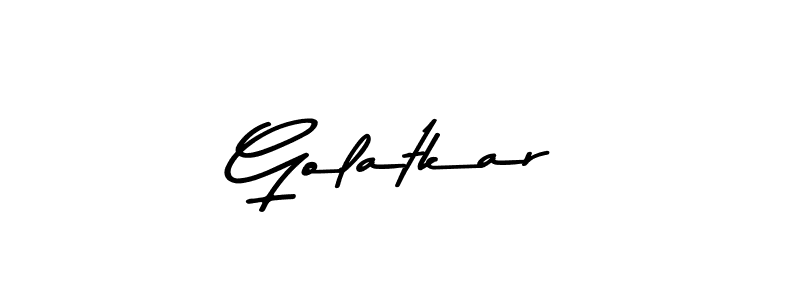 Create a beautiful signature design for name Golatkar. With this signature (Asem Kandis PERSONAL USE) fonts, you can make a handwritten signature for free. Golatkar signature style 9 images and pictures png