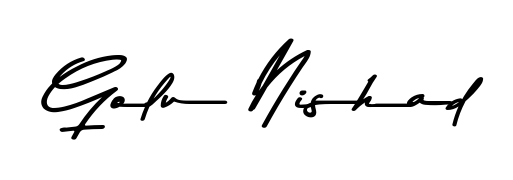 The Asem Kandis PERSONAL USE font transforms the name Golu Nishad into an executive sign with sharp precision and distinguished character. Golu Nishad signature style 9 images and pictures png