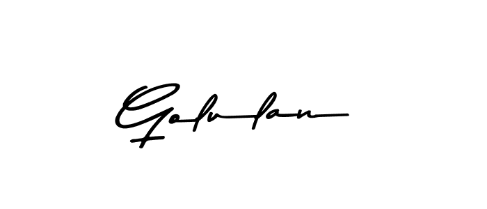 Design your own signature with our free online signature maker. With this signature software, you can create a handwritten (Asem Kandis PERSONAL USE) signature for name Golulan. Golulan signature style 9 images and pictures png