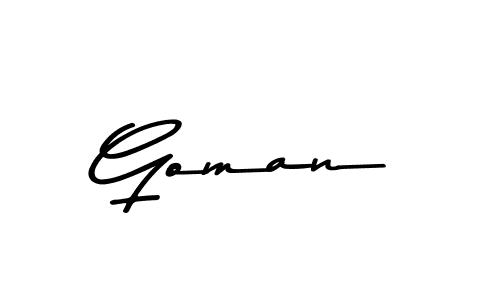 Make a beautiful signature design for name Goman. With this signature (Asem Kandis PERSONAL USE) style, you can create a handwritten signature for free. Goman signature style 9 images and pictures png
