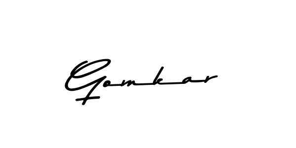 Create a beautiful signature design for name Gomkar. With this signature (Asem Kandis PERSONAL USE) fonts, you can make a handwritten signature for free. Gomkar signature style 9 images and pictures png