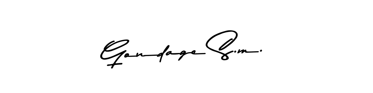 How to make Gondage S.m. name signature. Use Asem Kandis PERSONAL USE style for creating short signs online. This is the latest handwritten sign. Gondage S.m. signature style 9 images and pictures png