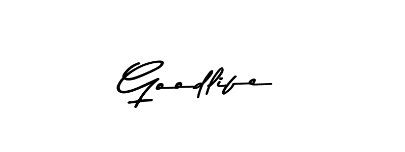 if you are searching for the best signature style for your name Goodlife. so please give up your signature search. here we have designed multiple signature styles  using Asem Kandis PERSONAL USE. Goodlife signature style 9 images and pictures png