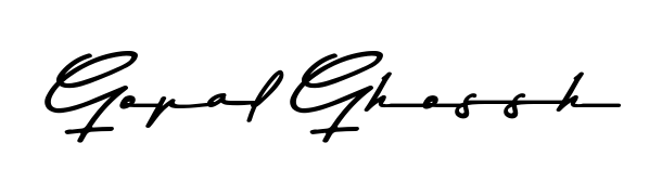 A stylish, flowing autograph style designed for name Gopal Ghossh using Asem Kandis PERSONAL USE typography. Perfect for digital creative projects. Gopal Ghossh signature style 9 images and pictures png