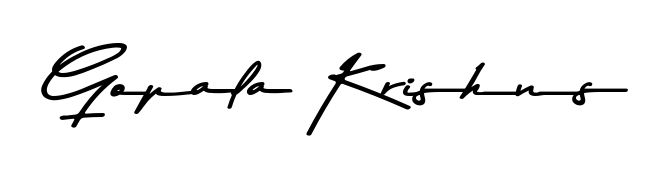 Try this chic Gopala Krishns handwritten sign style. Using Asem Kandis PERSONAL USE font elements, it gives your name a sleek, memorable identity. Gopala Krishns signature style 9 images and pictures png