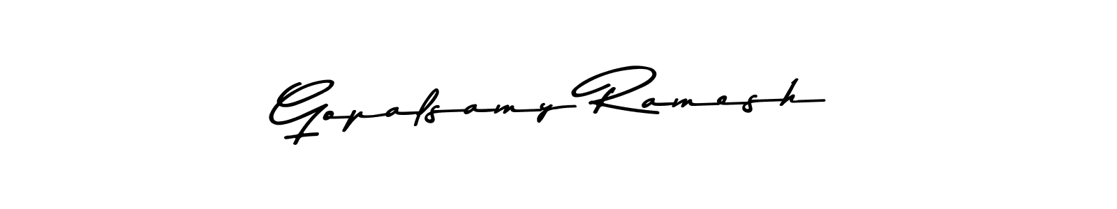 Create a beautiful signature design for name Gopalsamy Ramesh. With this signature (Asem Kandis PERSONAL USE) fonts, you can make a handwritten signature for free. Gopalsamy Ramesh signature style 9 images and pictures png
