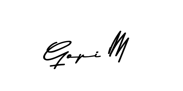 How to make Gopi M name signature. Use Asem Kandis PERSONAL USE style for creating short signs online. This is the latest handwritten sign. Gopi M signature style 9 images and pictures png