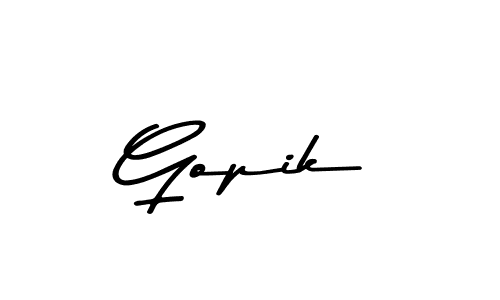 Use a signature maker to create a handwritten signature online. With this signature software, you can design (Asem Kandis PERSONAL USE) your own signature for name Gopik. Gopik signature style 9 images and pictures png