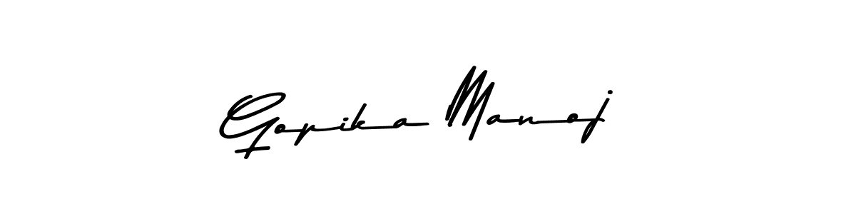 How to make Gopika Manoj name signature. Use Asem Kandis PERSONAL USE style for creating short signs online. This is the latest handwritten sign. Gopika Manoj signature style 9 images and pictures png