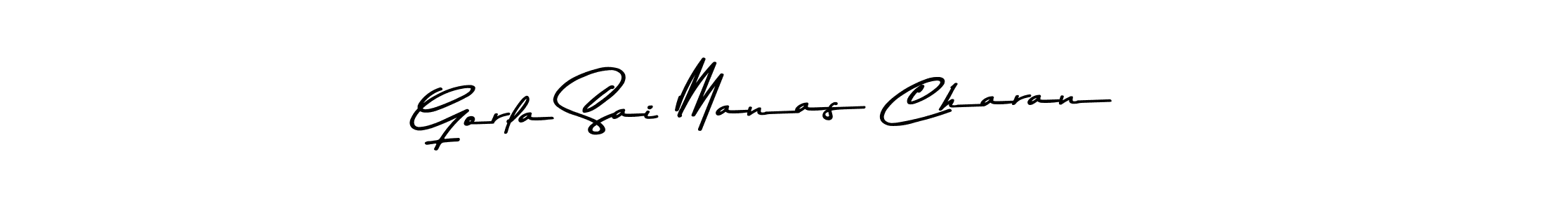 How to make Gorla Sai Manas Charan name signature. Use Asem Kandis PERSONAL USE style for creating short signs online. This is the latest handwritten sign. Gorla Sai Manas Charan signature style 9 images and pictures png