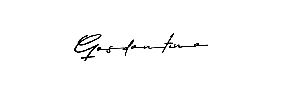 How to make Gosdantina name signature. Use Asem Kandis PERSONAL USE style for creating short signs online. This is the latest handwritten sign. Gosdantina signature style 9 images and pictures png