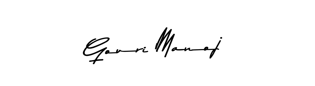 You should practise on your own different ways (Asem Kandis PERSONAL USE) to write your name (Gouri Manoj) in signature. don't let someone else do it for you. Gouri Manoj signature style 9 images and pictures png