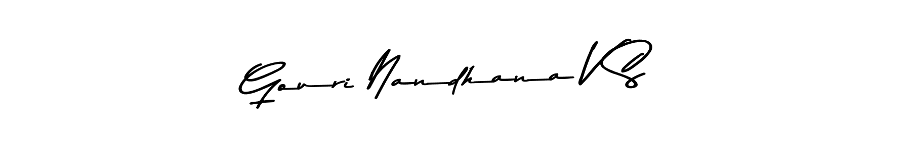 Asem Kandis PERSONAL USE is a professional signature style that is perfect for those who want to add a touch of class to their signature. It is also a great choice for those who want to make their signature more unique. Get Gouri Nandhana V S name to fancy signature for free. Gouri Nandhana V S signature style 9 images and pictures png