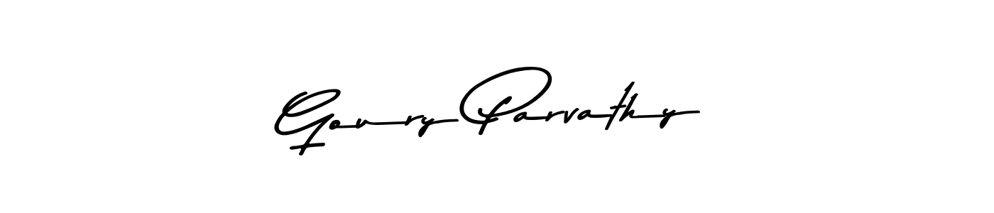 How to make Goury Parvathy name signature. Use Asem Kandis PERSONAL USE style for creating short signs online. This is the latest handwritten sign. Goury Parvathy signature style 9 images and pictures png