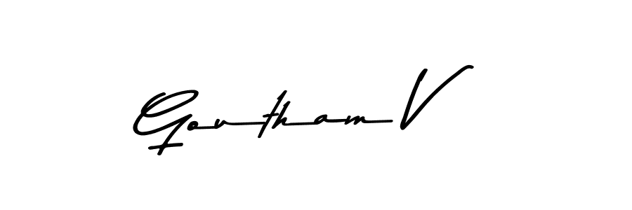 The best way (Asem Kandis PERSONAL USE) to make a short signature is to pick only two or three words in your name. The name Goutham V include a total of six letters. For converting this name. Goutham V signature style 9 images and pictures png
