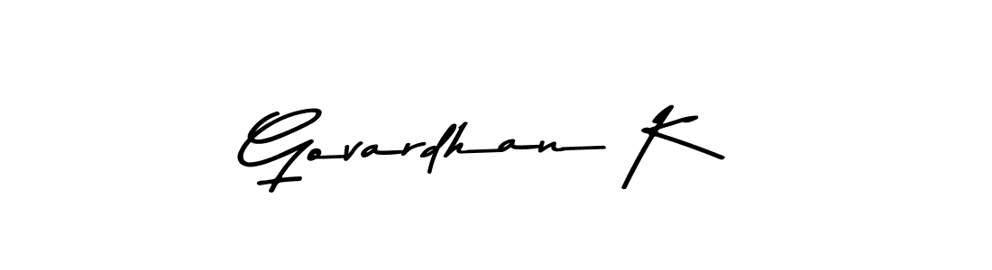 Create a beautiful signature design for name Govardhan K. With this signature (Asem Kandis PERSONAL USE) fonts, you can make a handwritten signature for free. Govardhan K signature style 9 images and pictures png