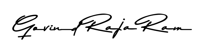 A timeless handwritten aesthetic for Govind Raja Ram. The Asem Kandis PERSONAL USE font gives your signature a handcrafted feel with natural curves. Govind Raja Ram signature style 9 images and pictures png