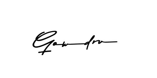 How to make Gowdru name signature. Use Asem Kandis PERSONAL USE style for creating short signs online. This is the latest handwritten sign. Gowdru signature style 9 images and pictures png
