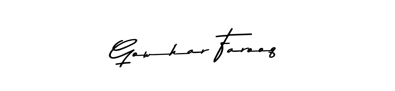 Make a beautiful signature design for name Gowhar Farooq. With this signature (Asem Kandis PERSONAL USE) style, you can create a handwritten signature for free. Gowhar Farooq signature style 9 images and pictures png