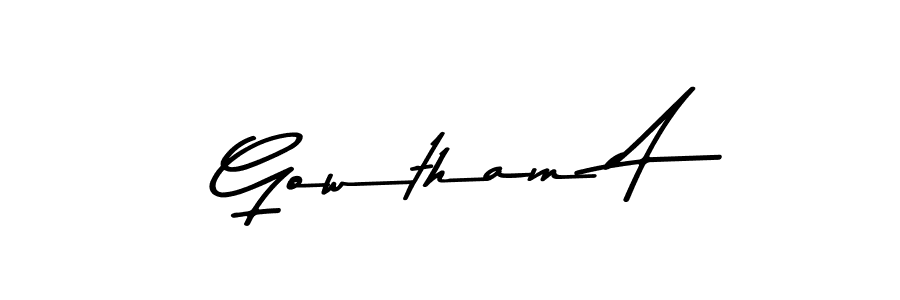 Create a beautiful signature design for name Gowtham A. With this signature (Asem Kandis PERSONAL USE) fonts, you can make a handwritten signature for free. Gowtham A signature style 9 images and pictures png