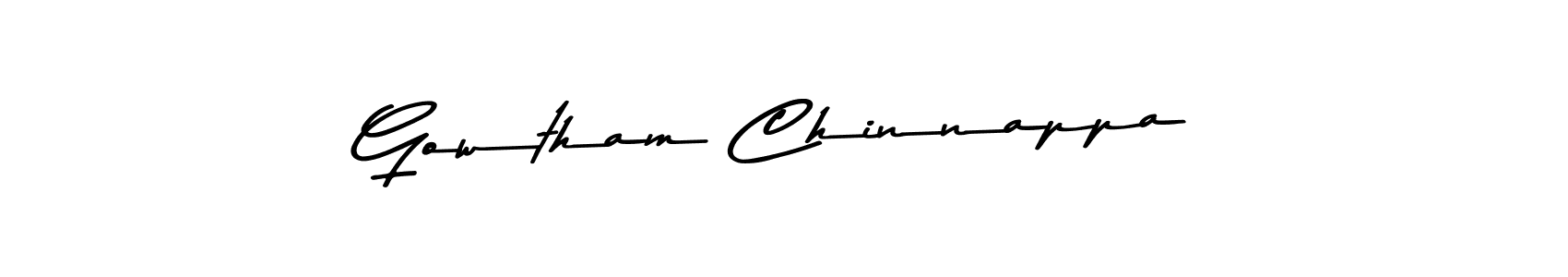 How to make Gowtham Chinnappa name signature. Use Asem Kandis PERSONAL USE style for creating short signs online. This is the latest handwritten sign. Gowtham Chinnappa signature style 9 images and pictures png