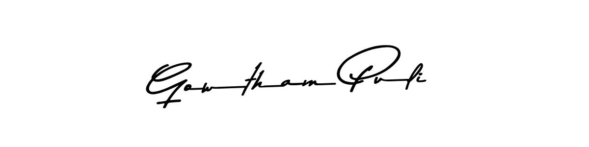 Make a beautiful signature design for name Gowtham Puli. With this signature (Asem Kandis PERSONAL USE) style, you can create a handwritten signature for free. Gowtham Puli signature style 9 images and pictures png