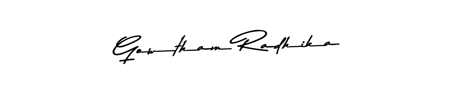 Create a beautiful signature design for name Gowtham Radhika. With this signature (Asem Kandis PERSONAL USE) fonts, you can make a handwritten signature for free. Gowtham Radhika signature style 9 images and pictures png