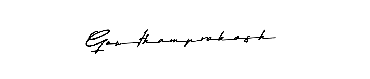 Create a beautiful signature design for name Gowthamprakash. With this signature (Asem Kandis PERSONAL USE) fonts, you can make a handwritten signature for free. Gowthamprakash signature style 9 images and pictures png