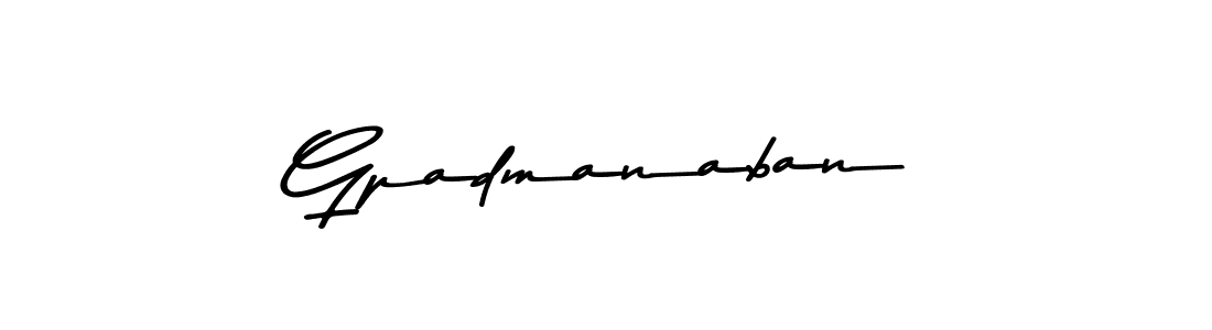 Make a beautiful signature design for name Gpadmanaban. With this signature (Asem Kandis PERSONAL USE) style, you can create a handwritten signature for free. Gpadmanaban signature style 9 images and pictures png