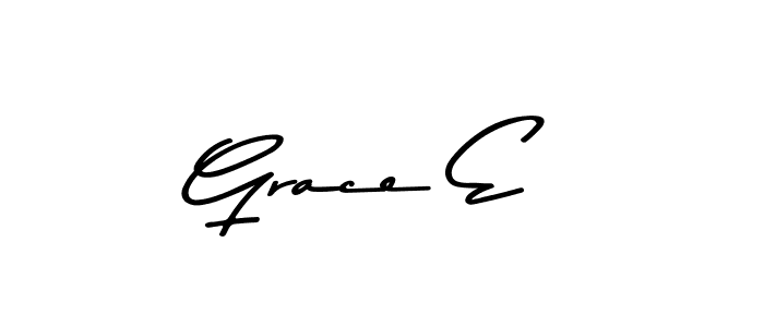 How to make Grace E name signature. Use Asem Kandis PERSONAL USE style for creating short signs online. This is the latest handwritten sign. Grace E signature style 9 images and pictures png