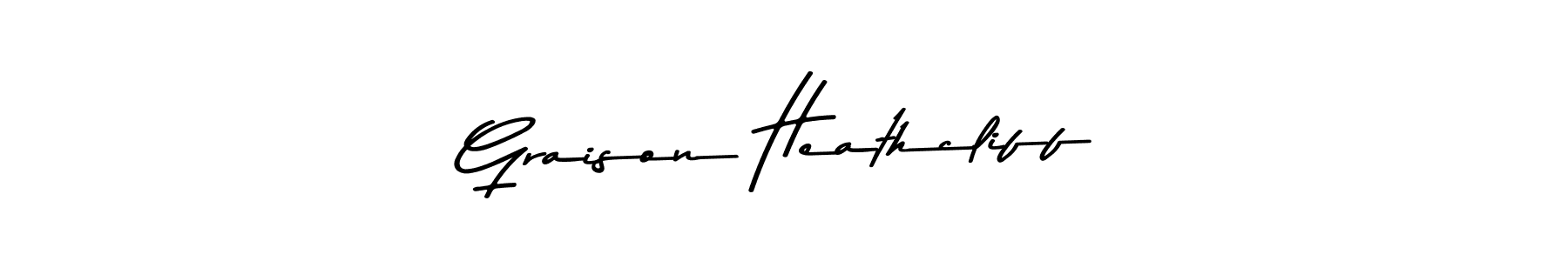 How to make Graison Heathcliff name signature. Use Asem Kandis PERSONAL USE style for creating short signs online. This is the latest handwritten sign. Graison Heathcliff signature style 9 images and pictures png