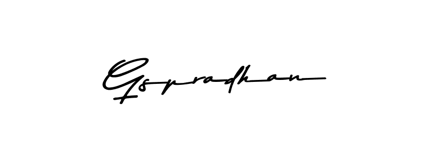 Design your own signature with our free online signature maker. With this signature software, you can create a handwritten (Asem Kandis PERSONAL USE) signature for name Gspradhan. Gspradhan signature style 9 images and pictures png