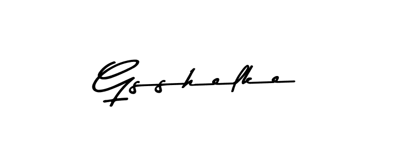 How to make Gsshelke name signature. Use Asem Kandis PERSONAL USE style for creating short signs online. This is the latest handwritten sign. Gsshelke signature style 9 images and pictures png