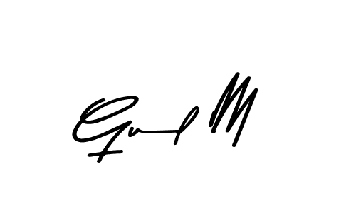 How to make Gul M name signature. Use Asem Kandis PERSONAL USE style for creating short signs online. This is the latest handwritten sign. Gul M signature style 9 images and pictures png