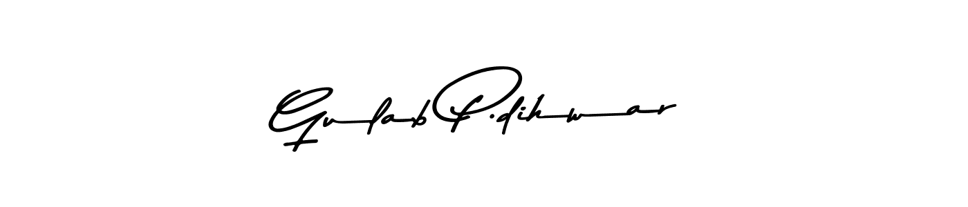 How to make Gulab P.dihwar name signature. Use Asem Kandis PERSONAL USE style for creating short signs online. This is the latest handwritten sign. Gulab P.dihwar signature style 9 images and pictures png