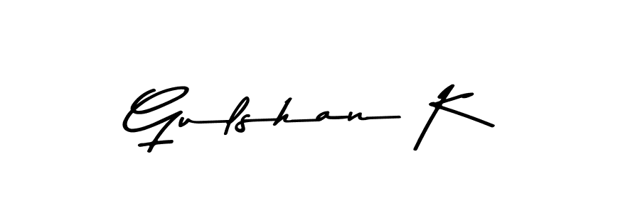 How to make Gulshan K name signature. Use Asem Kandis PERSONAL USE style for creating short signs online. This is the latest handwritten sign. Gulshan K signature style 9 images and pictures png