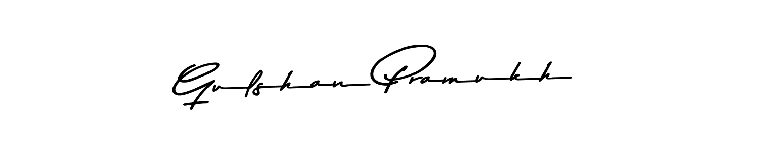 How to make Gulshan Pramukh name signature. Use Asem Kandis PERSONAL USE style for creating short signs online. This is the latest handwritten sign. Gulshan Pramukh signature style 9 images and pictures png