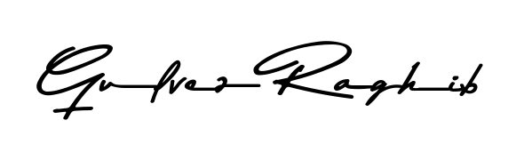 A stylish, flowing autograph style designed for name Gulvez Raghib using Asem Kandis PERSONAL USE typography. Perfect for digital creative projects. Gulvez Raghib signature style 9 images and pictures png