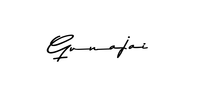 How to make Gunajai name signature. Use Asem Kandis PERSONAL USE style for creating short signs online. This is the latest handwritten sign. Gunajai signature style 9 images and pictures png