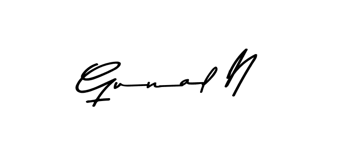 Asem Kandis PERSONAL USE is a professional signature style that is perfect for those who want to add a touch of class to their signature. It is also a great choice for those who want to make their signature more unique. Get Gunal N name to fancy signature for free. Gunal N signature style 9 images and pictures png