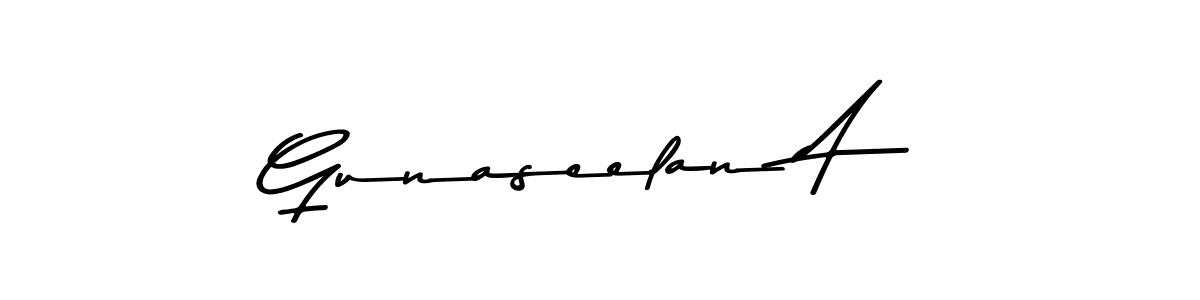 The best way (Asem Kandis PERSONAL USE) to make a short signature is to pick only two or three words in your name. The name Gunaseelan A include a total of six letters. For converting this name. Gunaseelan A signature style 9 images and pictures png