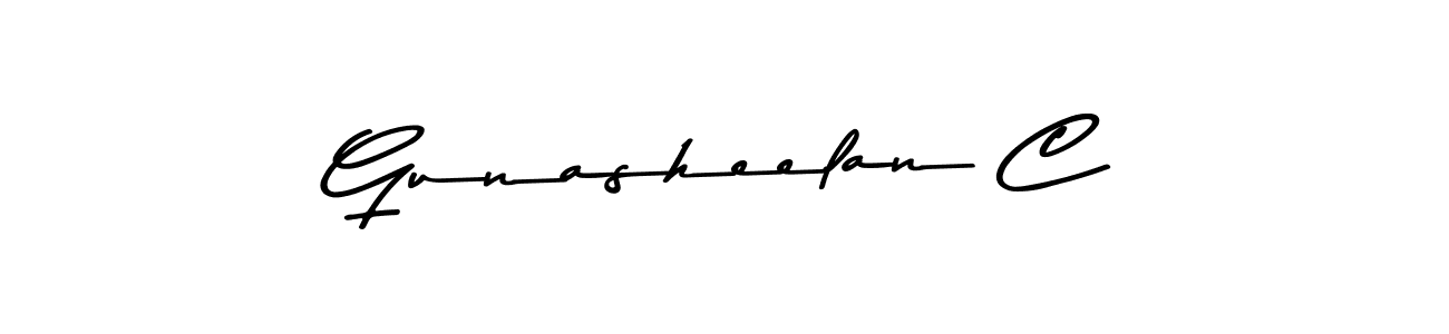 The best way (Asem Kandis PERSONAL USE) to make a short signature is to pick only two or three words in your name. The name Gunasheelan C include a total of six letters. For converting this name. Gunasheelan C signature style 9 images and pictures png